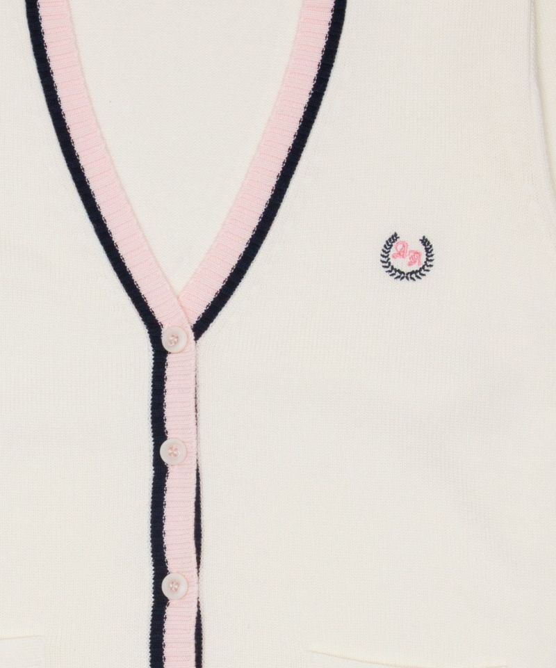 綿アクリルカーディガン(ホワイト×ピンク) ARCC-1015-07 原宿発の制服ブランド CONOMi公式通販