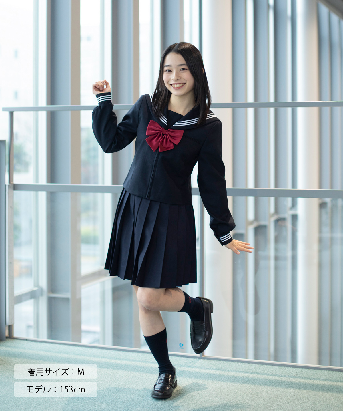 ネイビ 冬クリームセーラー服セット（本格的）160cm女の子サイズ